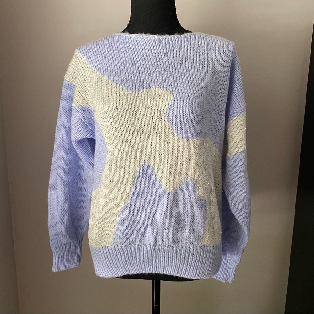 Adell Barre NWT Lilac purple medium vintage abstract shimmer sweater